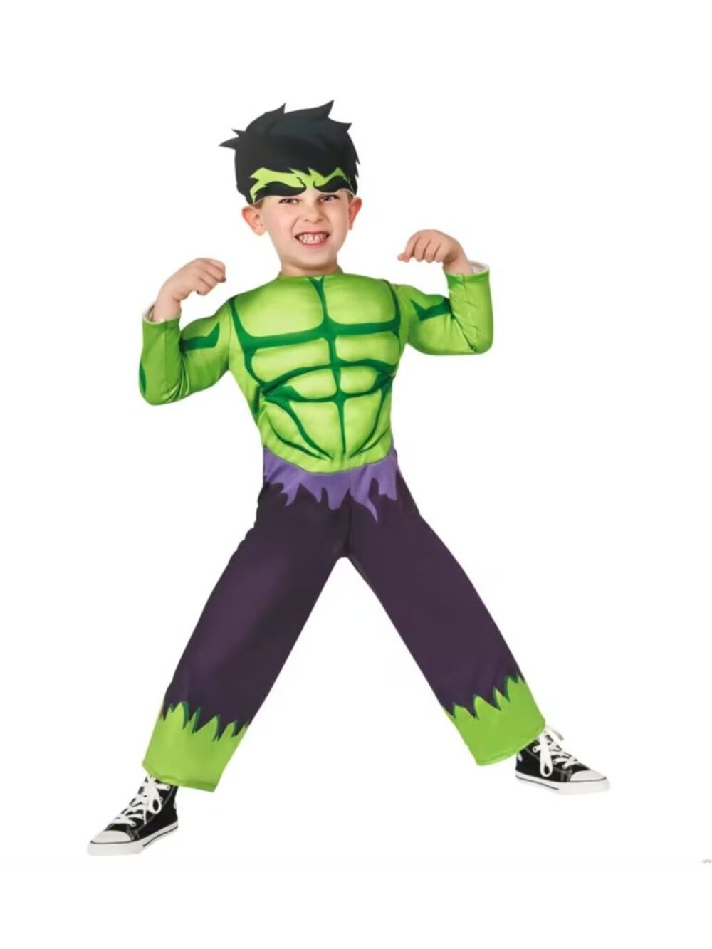 Marvel Super Hero Adventures Hulk Toddler Costume With Muscle Padded Jumpsuit &
